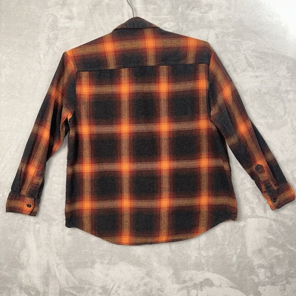Old Navy Evermore Swiftie Orange Flannel Women's S Plaid Crop Boyfriend Shirt - Picture 2 of 12
